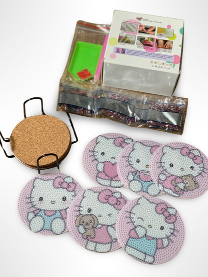 Hello Kitty 6 pack Coaster DIY Diamond Painting