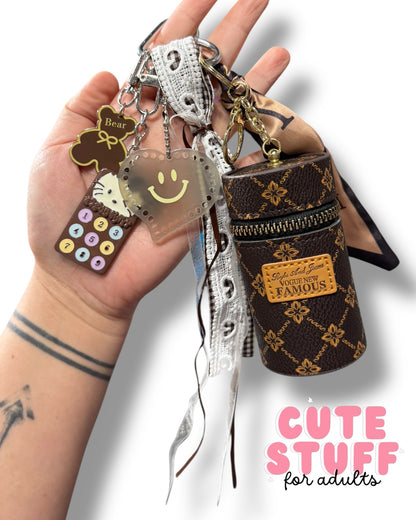Curated Bag Charm & Keychain with Trinkets + Lipstick Case (Multiple Colors)