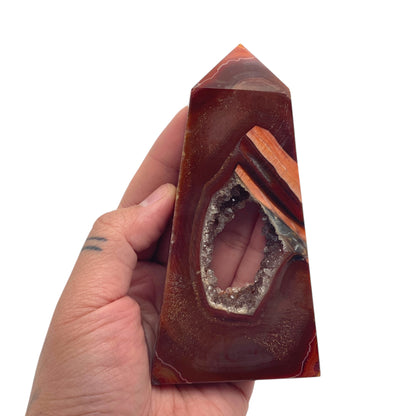 Druzy Carnelian Agate Tower