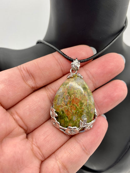 Crystal Teardrop with Flower Accent Reversible Pendants