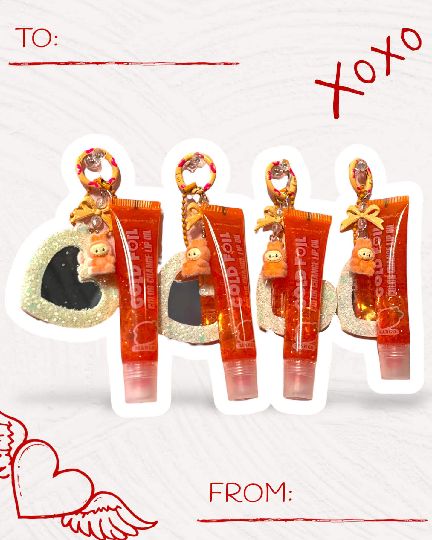 Kawaii Lip Oil Keychain with Handmade Charm | Cute Gloss Bag Charm & Phone Accessory
 💋