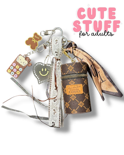 Curated Bag Charm & Keychain with Trinkets + Lipstick Case (Multiple Colors)