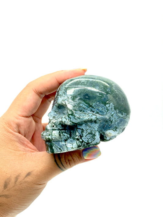 Blue Moss Agate Skull 💀