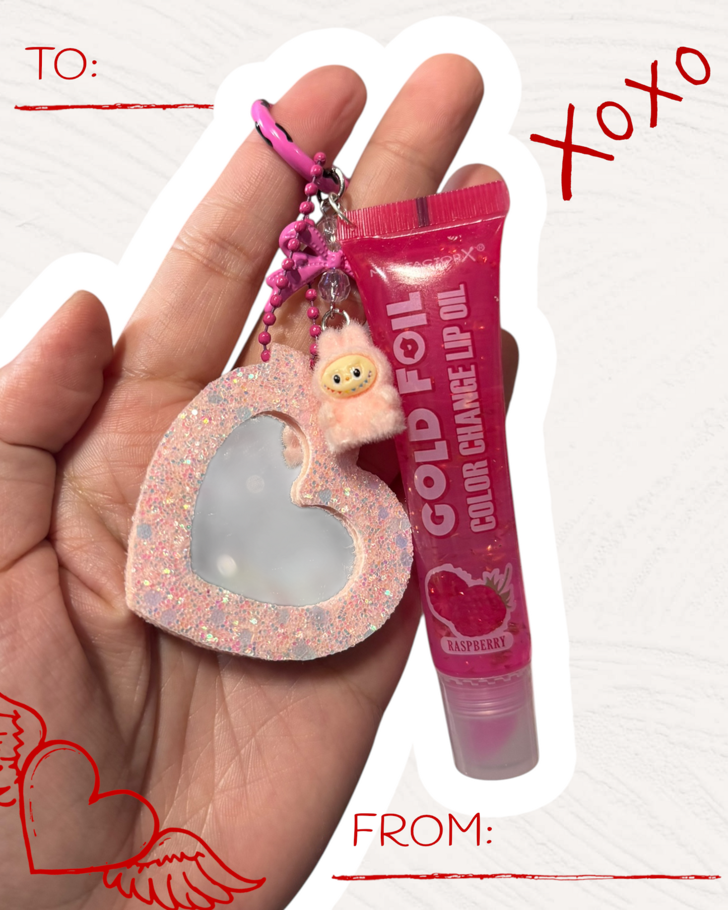 Kawaii Lip Oil Keychain with Handmade Charm | Cute Gloss Bag Charm & Phone Accessory
 💋