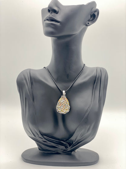 Crystal Teardrop with Flower Accent Reversible Pendants