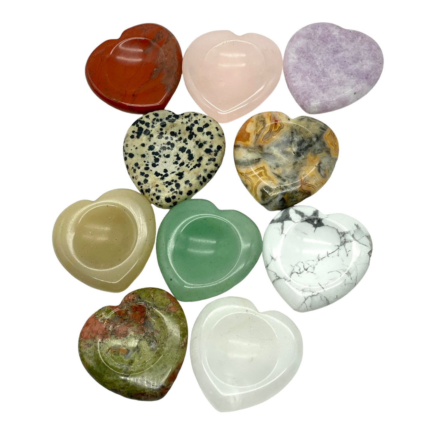 Natural Crystal Worry Stones in Heart Shape