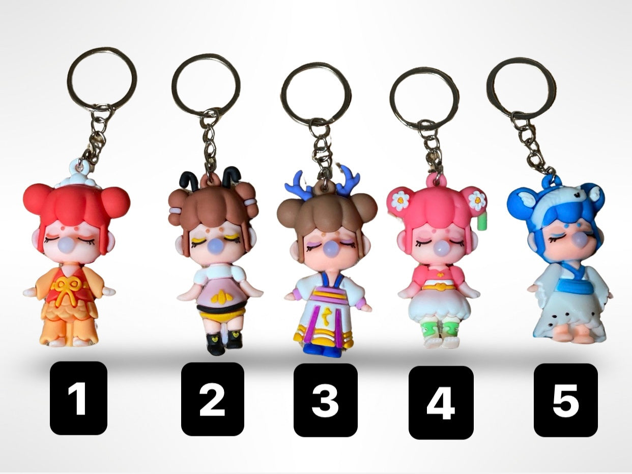 Cute Bubblegum Girl Keychain