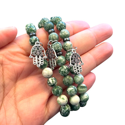 Tree Agate with Hamsa Charm