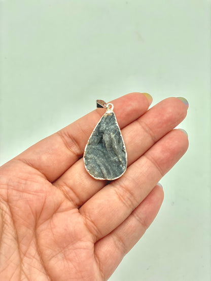 Druzy Chalcedony Teardrop Necklace