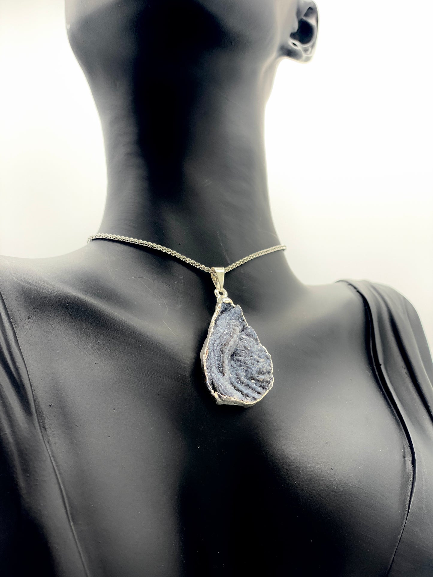 Druzy Chalcedony Teardrop Necklace