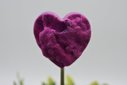 Aura Coated Hearts in Quartz with Metal Stand