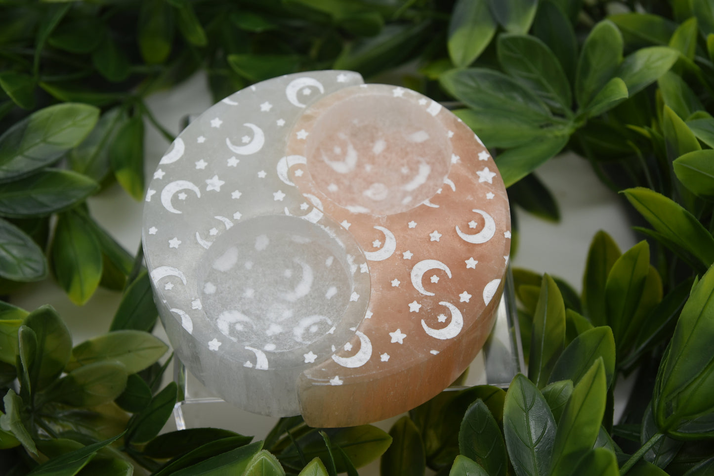 Selenite Yin-Yang Candle Holder