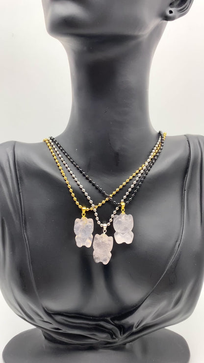 925 Silver Hello Kitty Rose Quartz Pendant