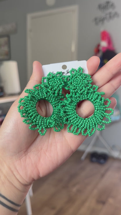 Hand-Beaded Dangling Earrings – 5 Vibrant Colorways