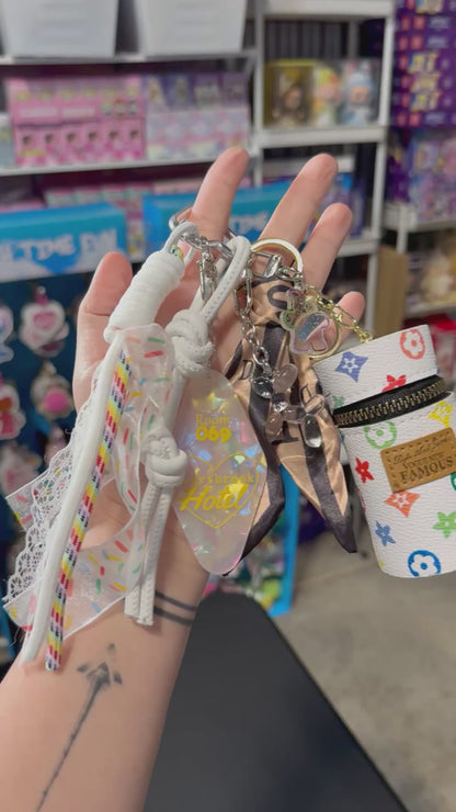 Curated Bag Charm & Keychain with Trinkets + Lipstick Case (Multiple Colors)