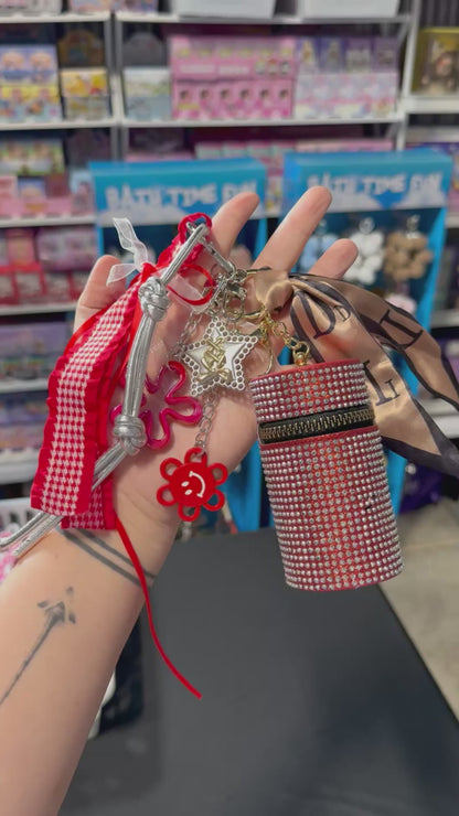Curated Bag Charm & Keychain with Trinkets + Lipstick Case (Multiple Colors)