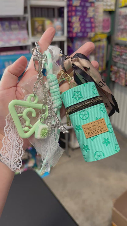 Curated Bag Charm & Keychain with Trinkets + Lipstick Case (Multiple Colors)