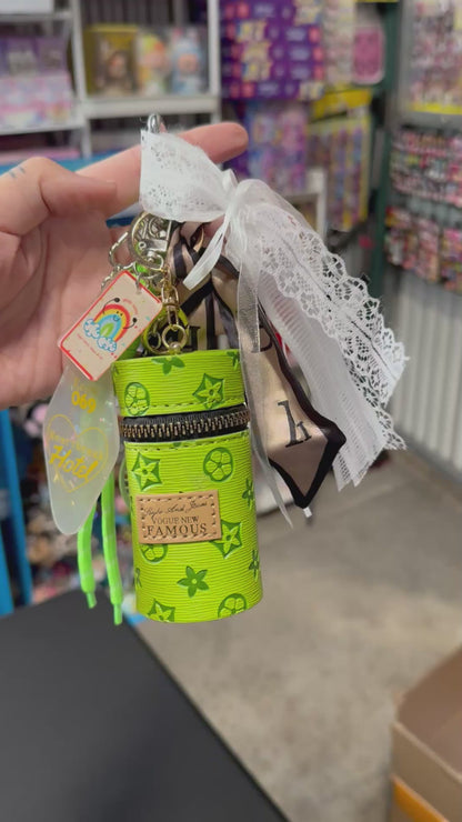 Curated Bag Charm & Keychain with Trinkets + Lipstick Case (Multiple Colors)