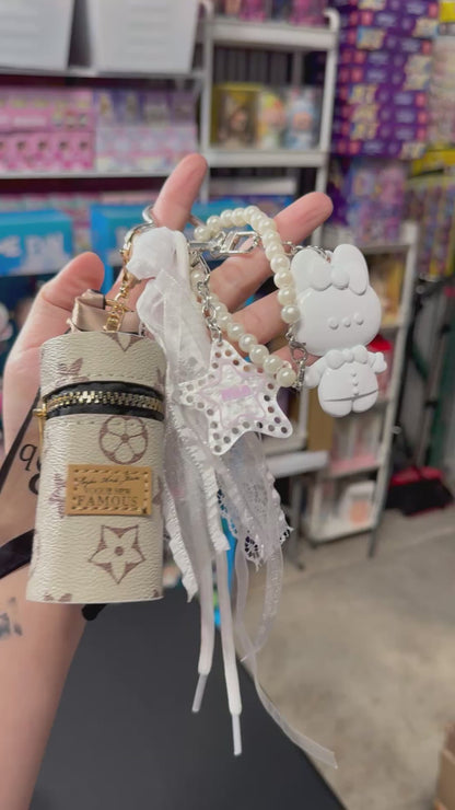 Curated Bag Charm & Keychain with Trinkets + Lipstick Case (Multiple Colors)