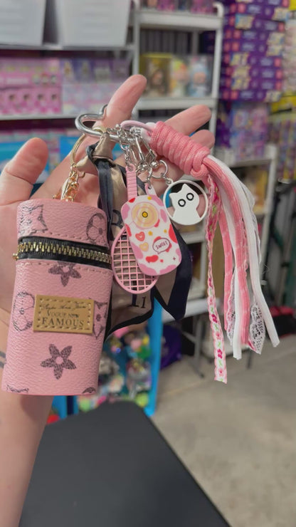 Curated Bag Charm & Keychain with Trinkets + Lipstick Case (Multiple Colors)