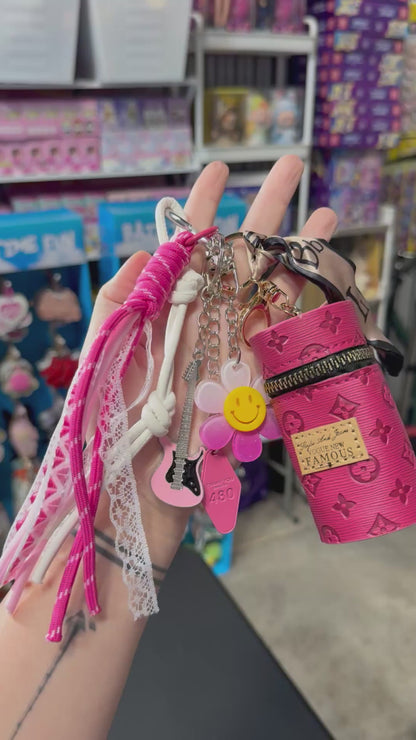 Curated Bag Charm & Keychain with Trinkets + Lipstick Case (Multiple Colors)