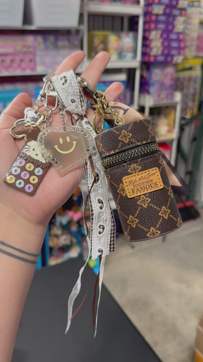 Curated Bag Charm & Keychain with Trinkets + Lipstick Case (Multiple Colors)