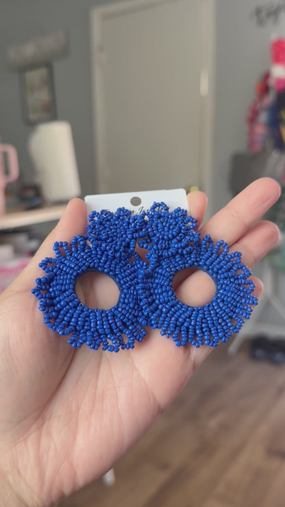 Hand-Beaded Dangling Earrings – 5 Vibrant Colorways