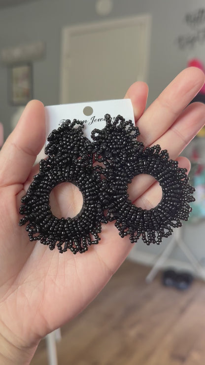 Hand-Beaded Dangling Earrings – 5 Vibrant Colorways