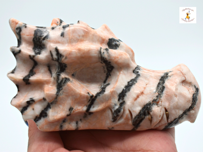 Pink Zebra Jasper Dragon Head