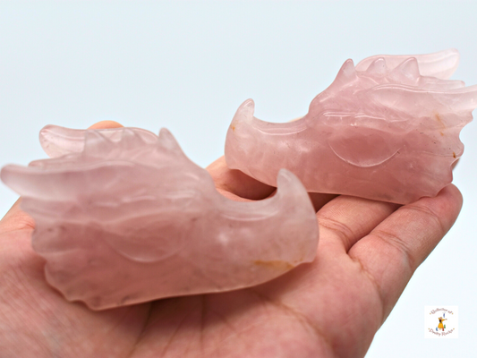 Rose Quartz Dragon Heads