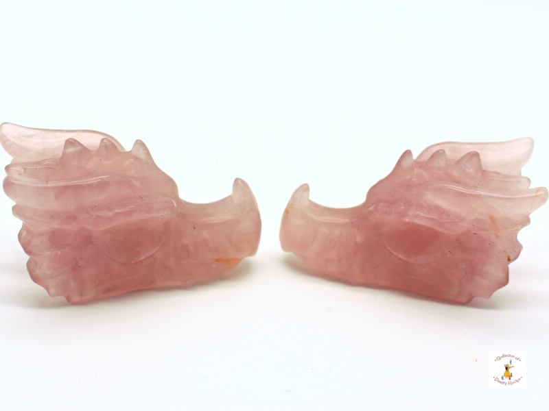 Rose Quartz Dragon Heads