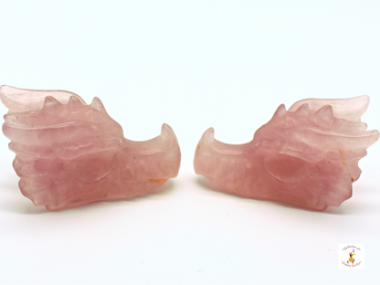 Rose Quartz Dragon Heads